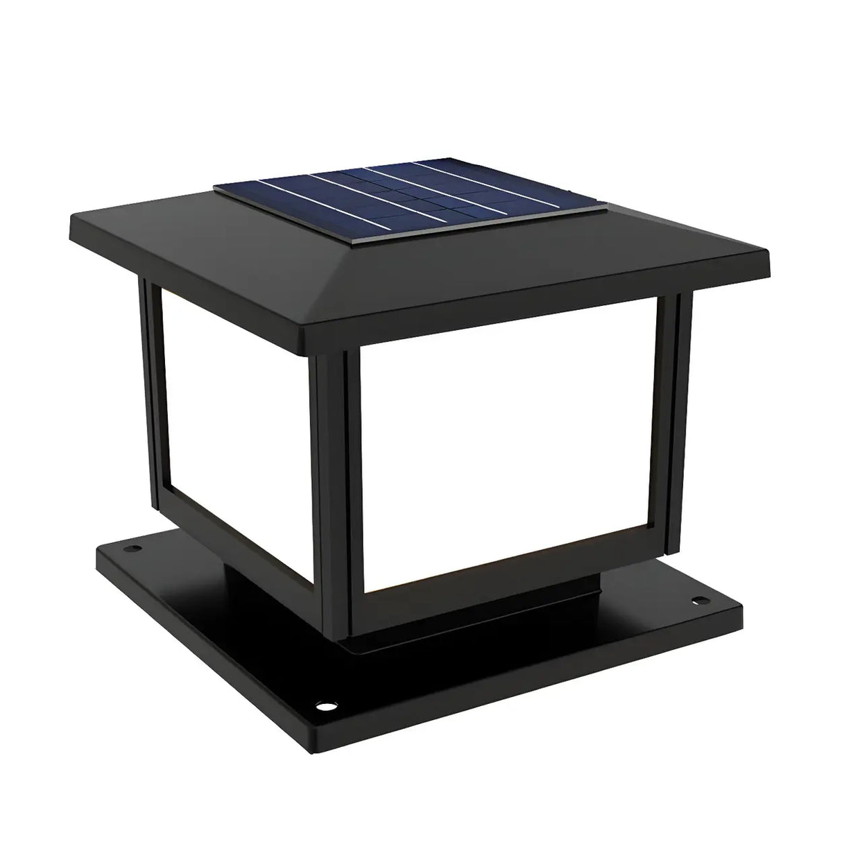 Black Solar Cube Metal Outdoor Waterproof Column Light Image - 7