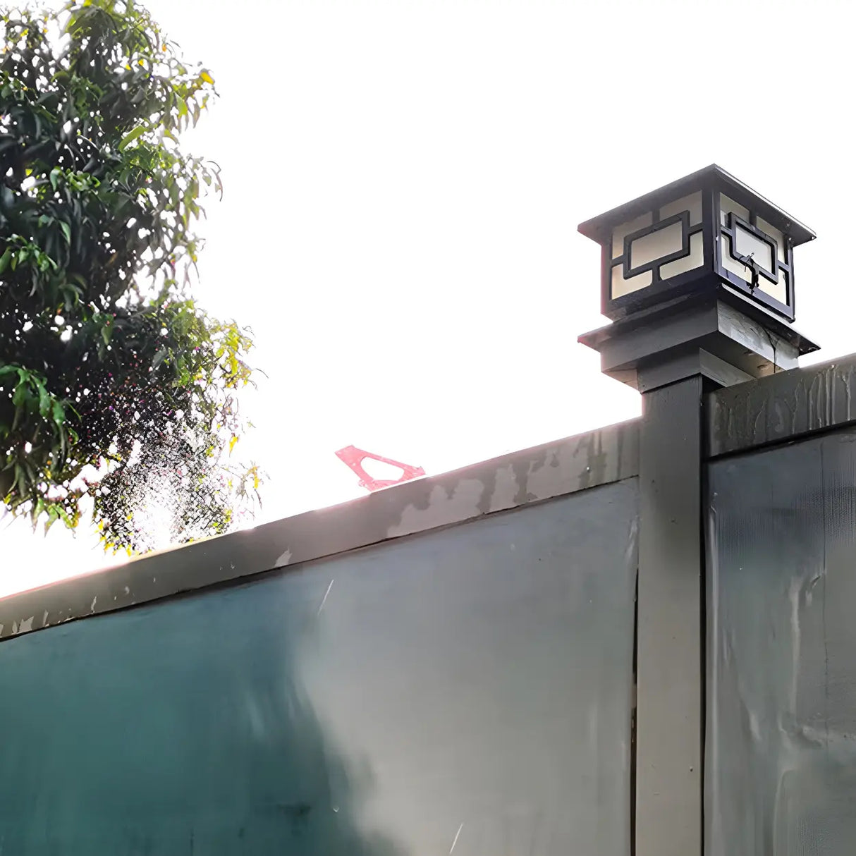 Black Solar Cube Metal Outdoor Waterproof Column Light Image - 14