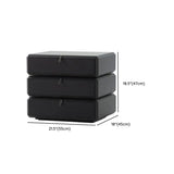 Black Solid Wood Kids Nightstand with Three Drawers #size