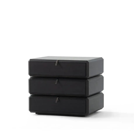 Black Solid Wood Kids Nightstand with Three Drawers Image - 2