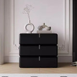 Black Solid Wood Kids Nightstand with Three Drawers Image - 3