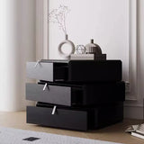 Black Solid Wood Kids Nightstand with Three Drawers Image - 4