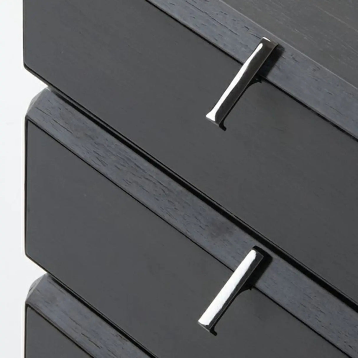 Black Solid Wood Kids Nightstand with Three Drawers Image - 8