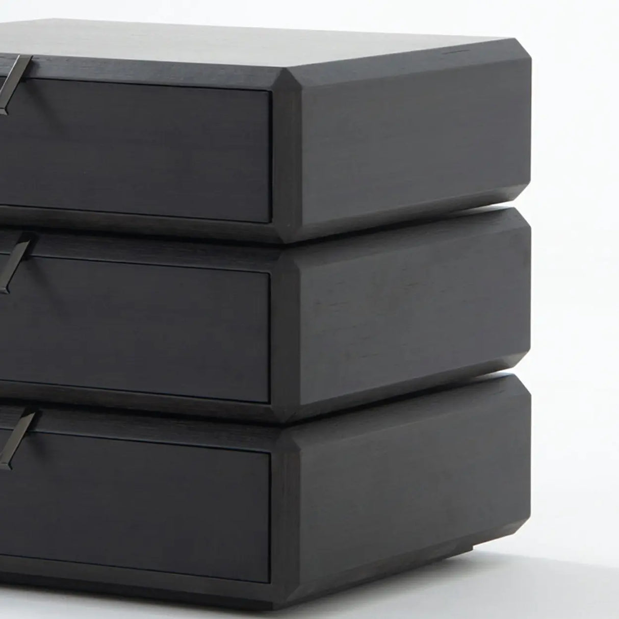 Black Solid Wood Kids Nightstand with Three Drawers Image - 9