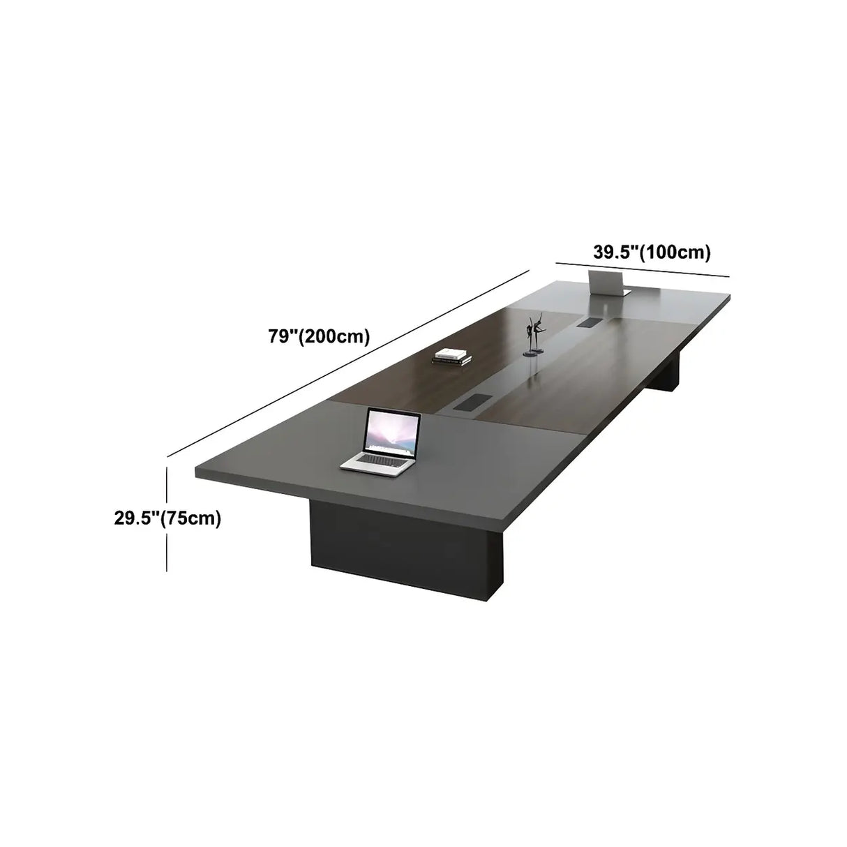 Black Solid Wood Sled Conference Table for Multi-Person Image - 11