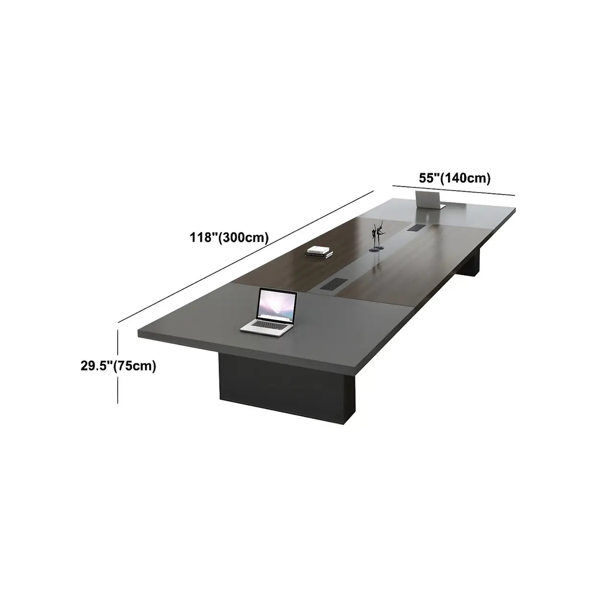 Black Solid Wood Sled Conference Table for Multi-Person Image - 12