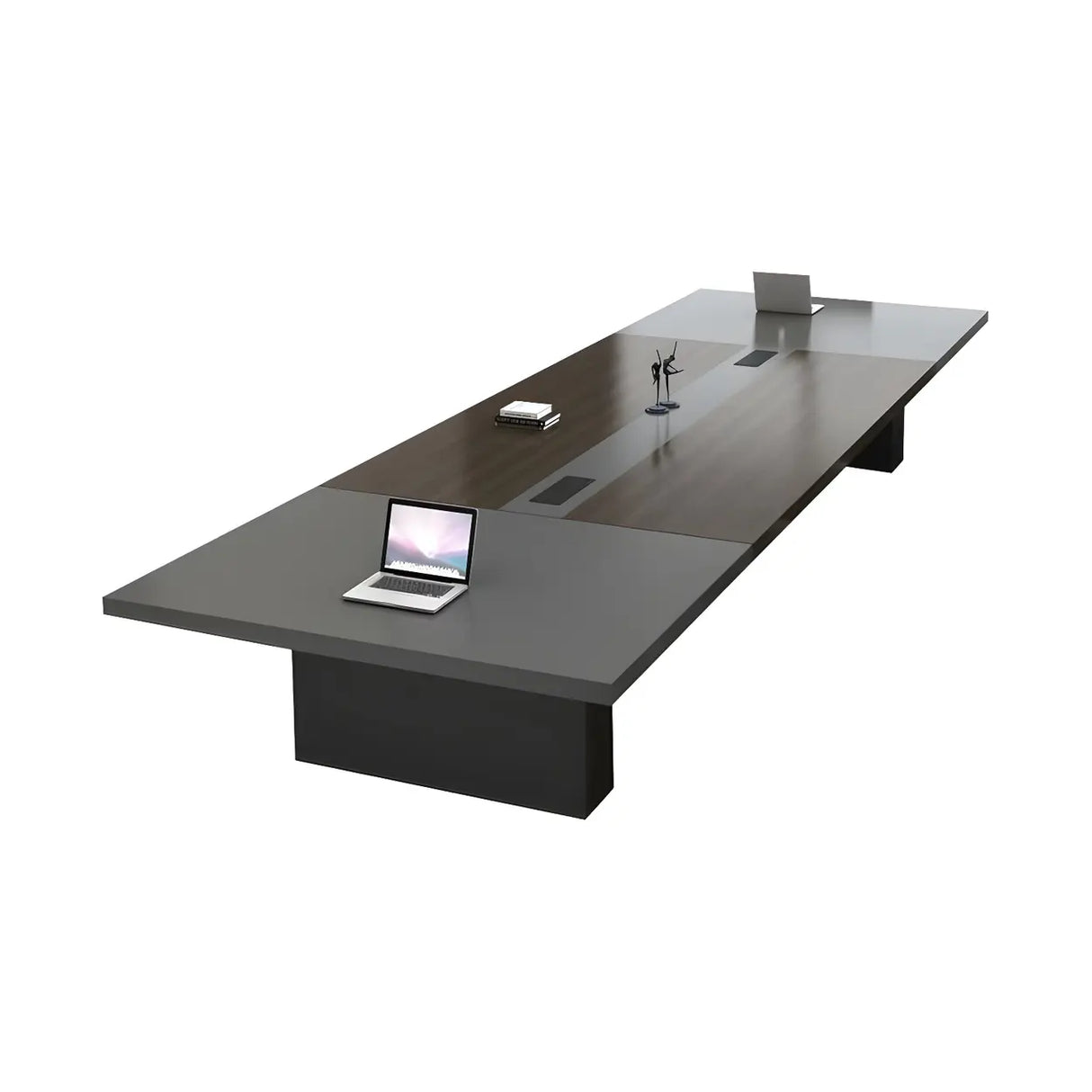 Black Solid Wood Sled Conference Table for Multi-Person Image - 5