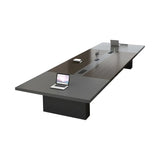 Black Solid Wood Sled Conference Table for Multi-Person Image - 5