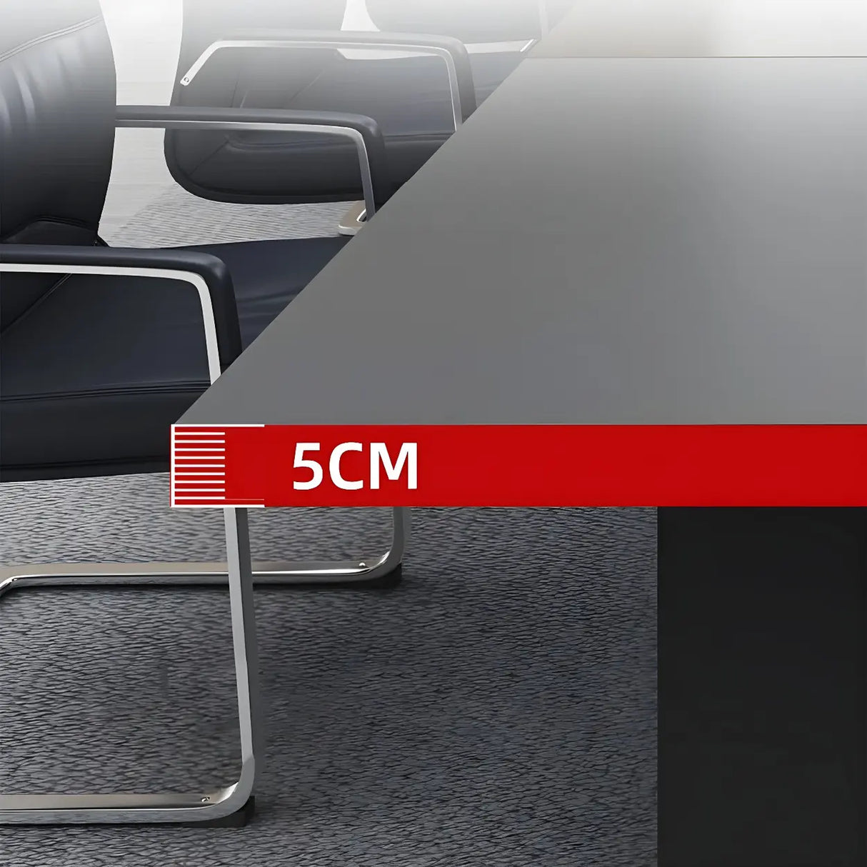 Black Solid Wood Sled Conference Table for Multi-Person Image - 6
