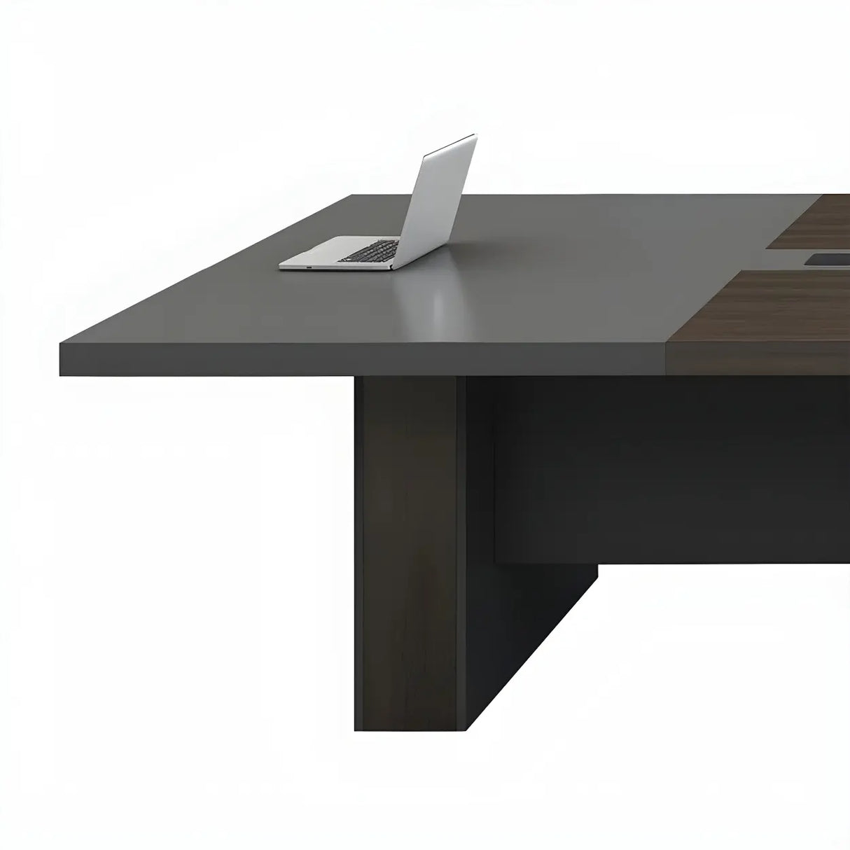 Black Solid Wood Sled Conference Table for Multi-Person Image - 7