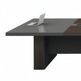 Black Solid Wood Sled Conference Table for Multi-Person Image - 7