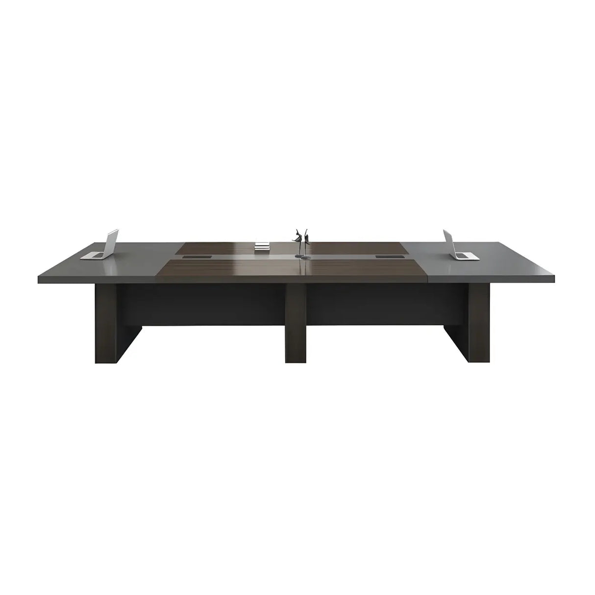 Black Solid Wood Sled Conference Table for Multi-Person Image - 9