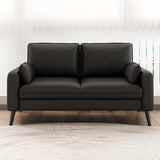 Black Square Arm Pillow Back Wood Frame Loveseat Image - 1