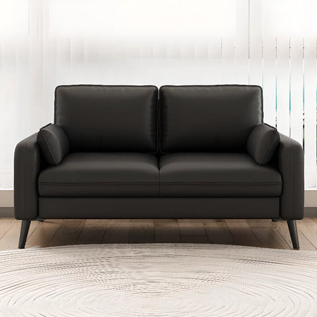 Black Square Arm Pillow Back Wood Frame Loveseat Image - 1