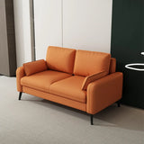 Black Square Arm Pillow Back Wood Frame Loveseat Image - 10