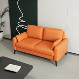 Black Square Arm Pillow Back Wood Frame Loveseat Image - 16