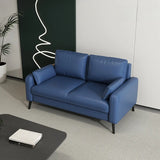 Black Square Arm Pillow Back Wood Frame Loveseat Image - 17