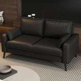 Black Square Arm Pillow Back Wood Frame Loveseat Image - 2