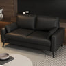 Black Square Arm Pillow Back Wood Frame Loveseat Image - 2