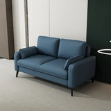 Black Square Arm Pillow Back Wood Frame Loveseat Image - 20