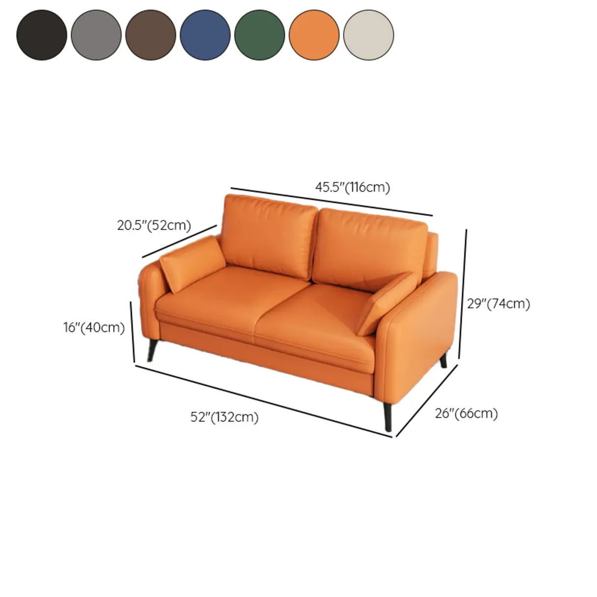 Black Square Arm Pillow Back Wood Frame Loveseat Image - 22
