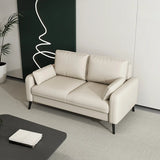Black Square Arm Pillow Back Wood Frame Loveseat Image - 3