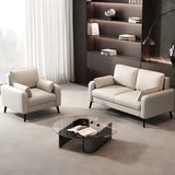 Black Square Arm Pillow Back Wood Frame Loveseat Image - 5