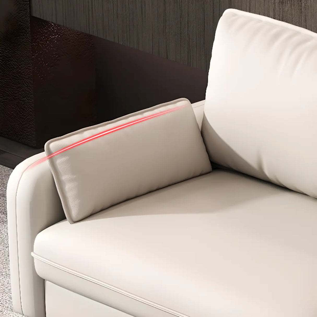 Black Square Arm Pillow Back Wood Frame Loveseat Image - 9