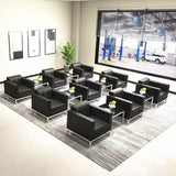Black Square Waterproof Leather Single Sofa with Table Image - 1