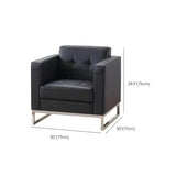 Black Square Waterproof Leather Single Sofa with Table #size