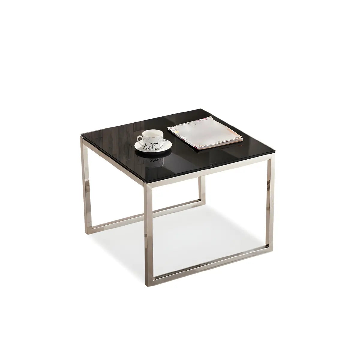 Black Square Waterproof Leather Single Sofa with Table Image - 5