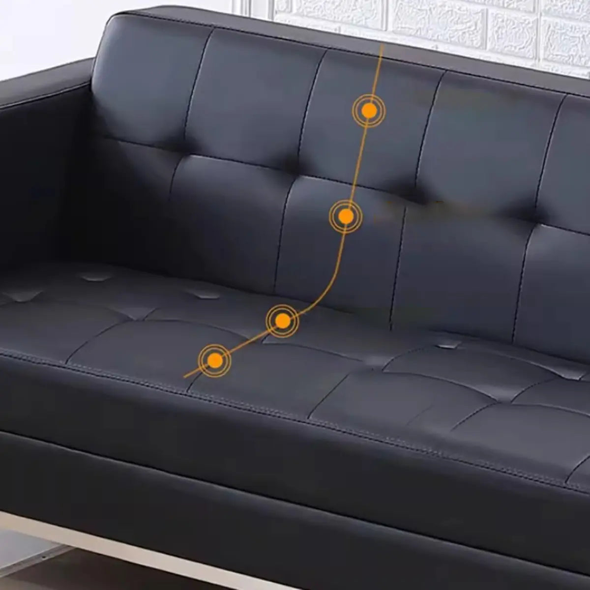 Black Square Waterproof Leather Single Sofa with Table Image - 9