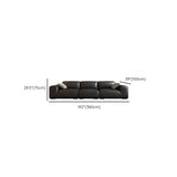 Black Stain Resistant Genuine Leather Tight Back Sofa Image - 11