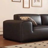 Black Stain Resistant Genuine Leather Tight Back Sofa Image - 4