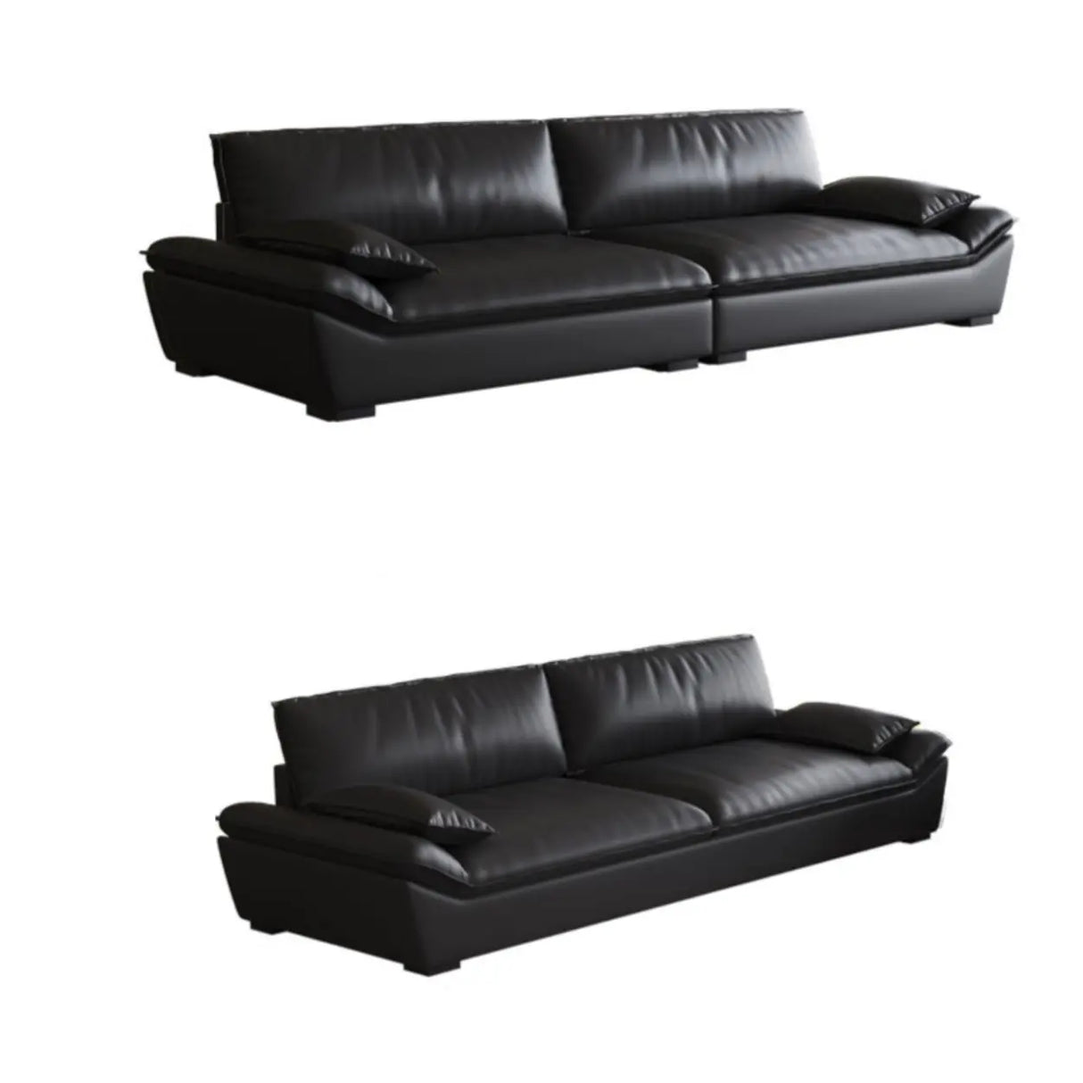 Black Stain Resistant Leather Cushion Back Pillow Sofa Image - 11