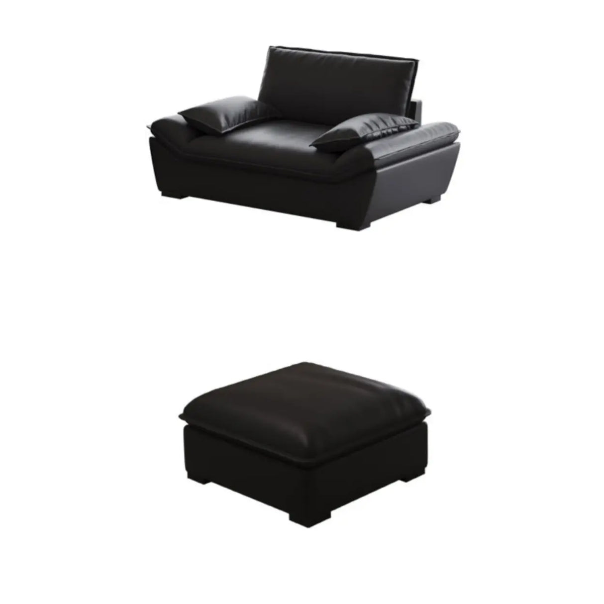 Black Stain Resistant Leather Cushion Back Pillow Sofa Image - 12