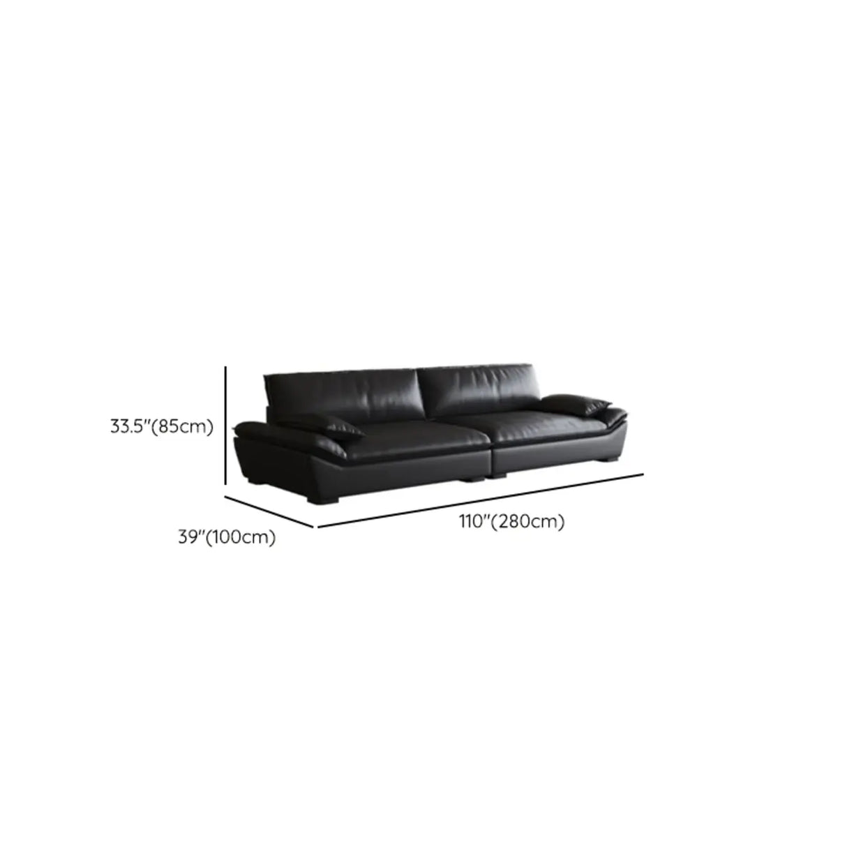 Black Stain Resistant Leather Cushion Back Pillow Sofa Image - 14