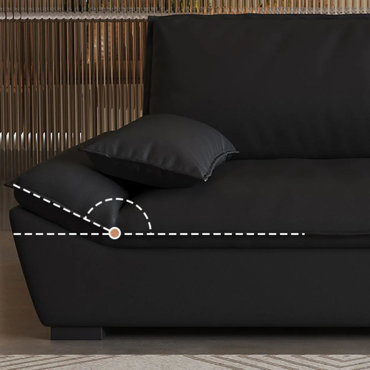 Black Stain Resistant Leather Cushion Back Pillow Sofa Image - 8