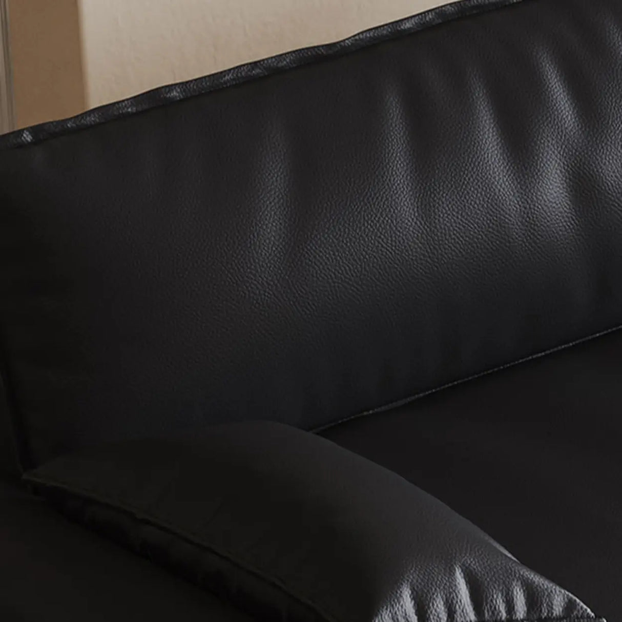 Black Stain Resistant Leather Cushion Back Pillow Sofa Image - 9