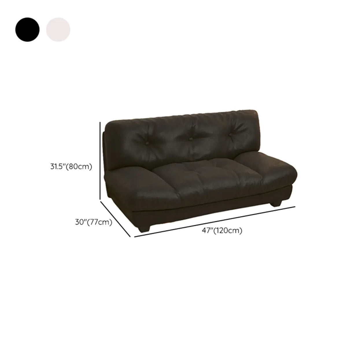 Black Stain Resistant Leather Tufted Back Loveseat 