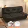 Black Stain Resistant Leather Tufted Back Loveseat Image - 4