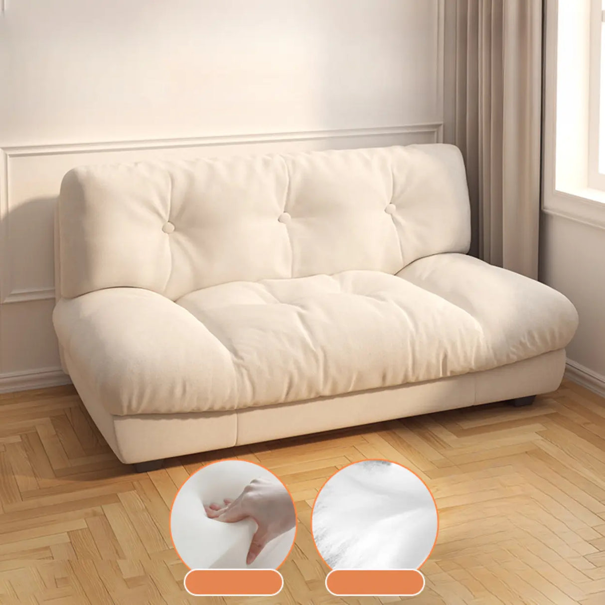 Black Stain Resistant Leather Tufted Back Loveseat Image - 5