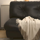 Black Stain Resistant Leather Tufted Back Loveseat Image - 8