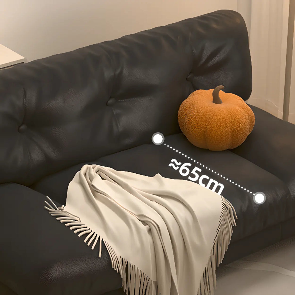 Black Stain Resistant Leather Tufted Back Loveseat Image - 9