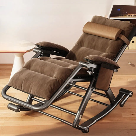 Black Stain Resistant Metal Rocking Chair with Slipcover Image - 1