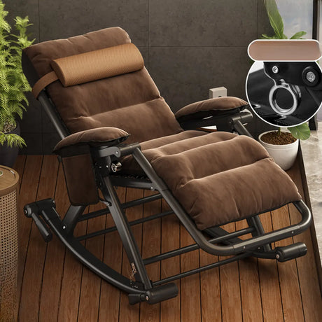 Black Stain Resistant Metal Rocking Chair with Slipcover Image - 2