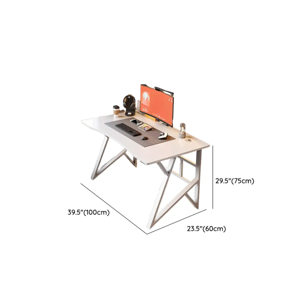 Black Standard Ergonomic Curved Wooden Gaming Desk Image - 10