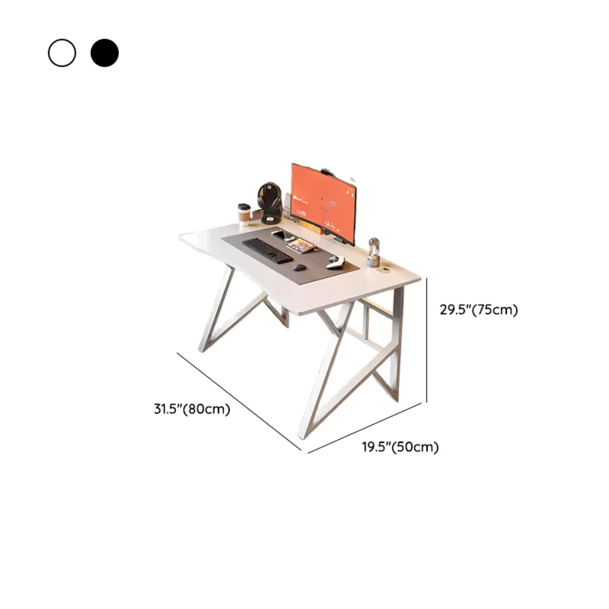 Black Standard Ergonomic Curved Wooden Gaming Desk 