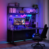 Black Standard Free From Wooden Computer Desk Image - 1