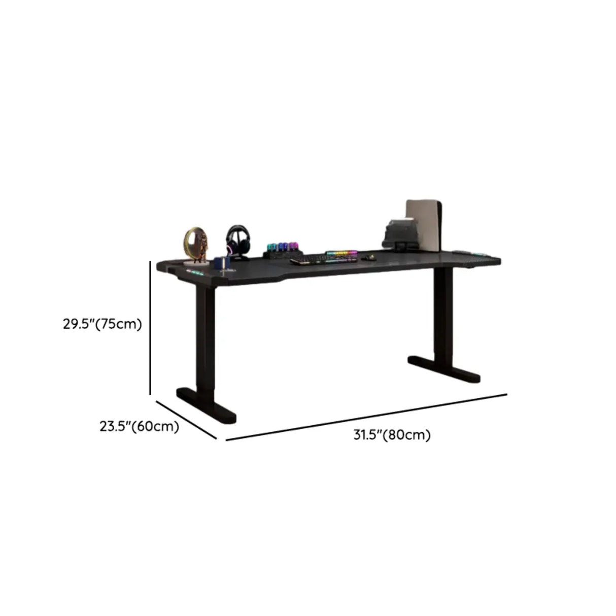 Black Standard Free From Wooden Computer Desk Image - 11